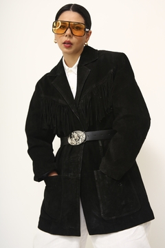 Blazer preto camurça franjas vintage SANTIAGO - comprar online