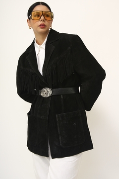 Blazer preto camurça franjas vintage SANTIAGO