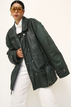 Parka verde musgo cinto couro SANTIAGO - Capichó Brechó