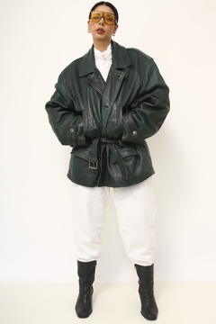 Parka verde musgo cinto couro SANTIAGO - Capichó Brechó