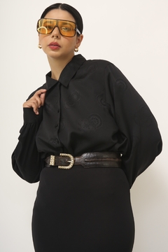 Camisa preta vintage manga bufante - comprar online