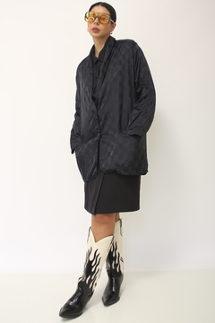 Blazer ombreira preto xadrez - Capichó Brechó