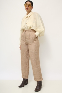Calça cintura alta puro linho vintage