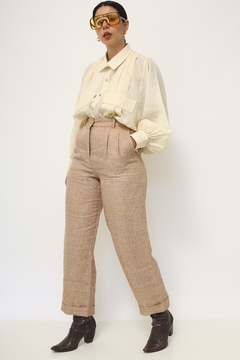 Calça cintura alta puro linho vintage na internet