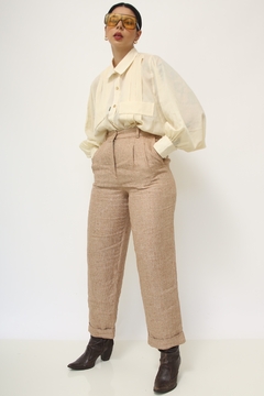 Calça cintura alta puro linho vintage - comprar online