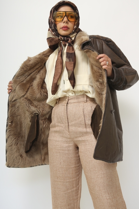 Blazer couro com forro pele vintage SANTIAGO