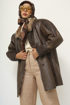 Blazer couro com forro pele vintage SANTIAGO