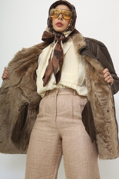 Blazer couro com forro pele vintage SANTIAGO