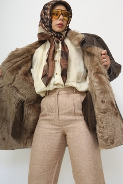 Blazer couro com forro pele vintage SANTIAGO - Capichó Brechó