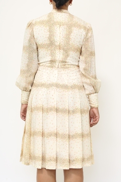 Vestido laco estampado vintage manga longa - Capichó Brechó
