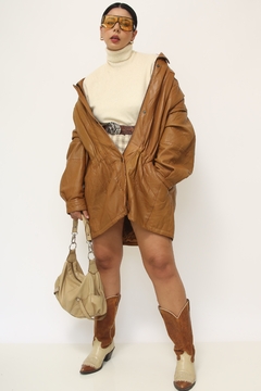 Jaqueta caramelo forrada vintage ombreira SANTIAGO - loja online