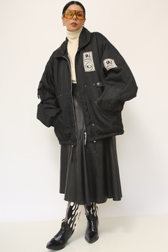 Jaqueta nylon vintage forrada preta bordado - comprar online