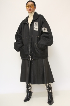 Jaqueta nylon vintage forrada preta bordado - comprar online