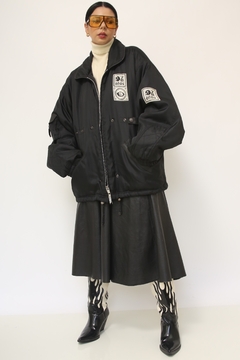 Jaqueta nylon vintage forrada preta bordado - loja online