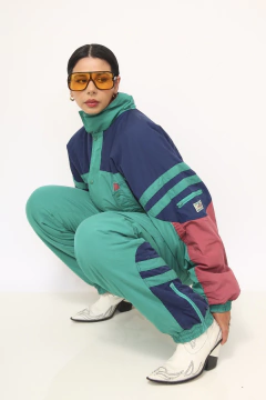 Macacão de ski verde com rosa e azul SANTIAGO - comprar online