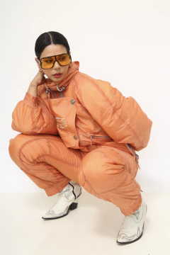 Macacão de sky laranja nylon acolchoado SANTIAGO - Capichó Brechó