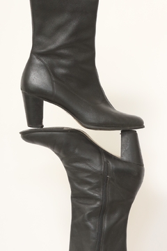 Bota 100% couro preta salto quadrado vintage 41 na internet