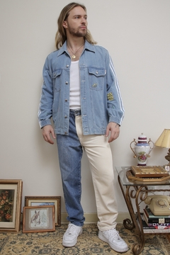 Calça Bicolor jeans com off - loja online