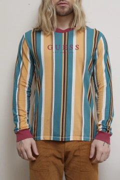 Blusa malha manga longa listras GUESS - loja online