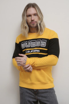 Moletom amarelo preto GUESS