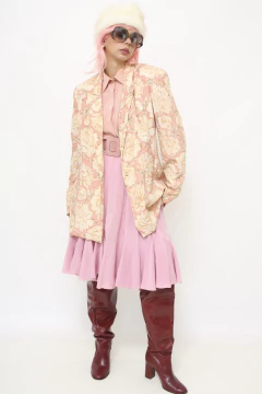 Blazer estampa flores rosa antigo - Capichó Brechó