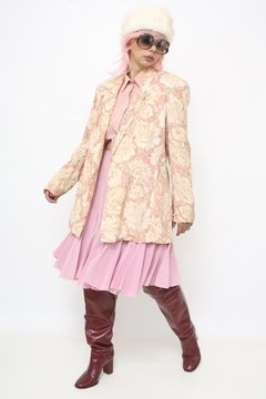 Blazer estampa flores rosa antigo - loja online