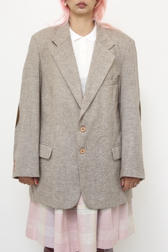 Maxi blazer 100% lã cotoveleira couro - comprar online