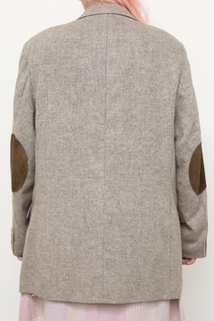 Maxi blazer 100% lã cotoveleira couro