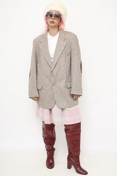 Maxi blazer 100% lã cotoveleira couro na internet