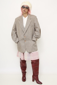 Maxi blazer 100% lã cotoveleira couro - loja online