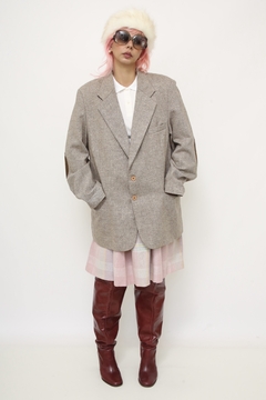 Maxi blazer 100% lã cotoveleira couro - Capichó Brechó