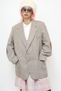 Maxi blazer 100% lã cotoveleira couro - comprar online
