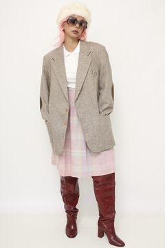 Maxi blazer 100% lã cotoveleira couro - loja online