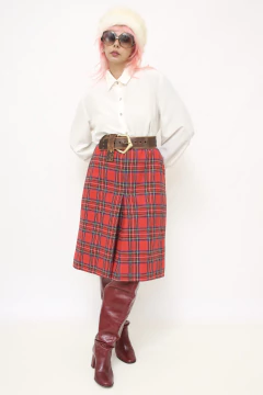 Saia xadrez vermelha forrada classica - loja online