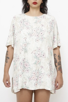 Vestido ombreira flores vintage - comprar online