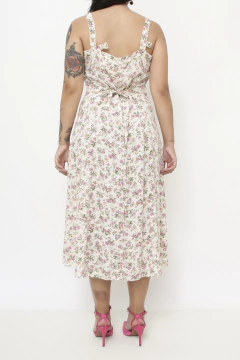 Vestido flores viscose rosa - loja online