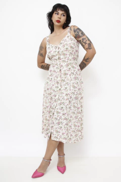 Vestido flores viscose rosa na internet