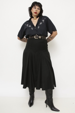 Camisa preta bordada western