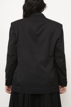 Blazer preto forrado ombreira vintage