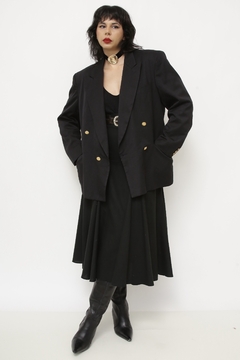 Blazer preto forrado ombreira vintage