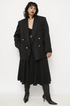 Blazer preto forrado ombreira vintage - Capichó Brechó