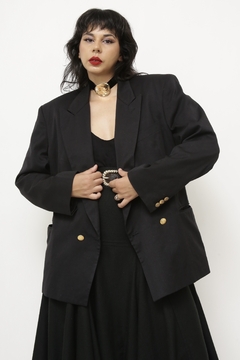 Blazer preto forrado ombreira vintage - loja online