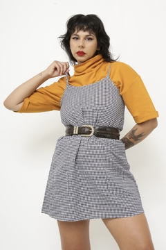 Vestido xadrez azul classico - loja online