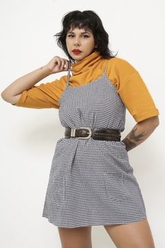Vestido xadrez azul classico - Capichó Brechó