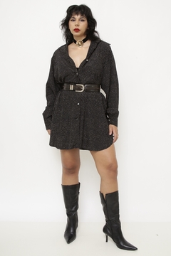 vestido camisa poa preto - Capichó Brechó