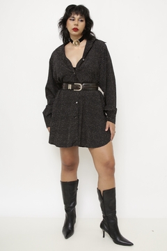 vestido camisa poa preto
