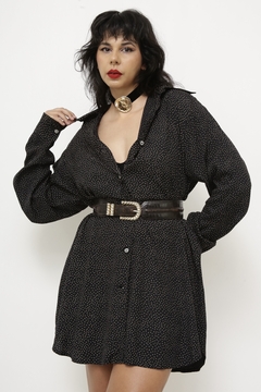 vestido camisa poa preto - loja online