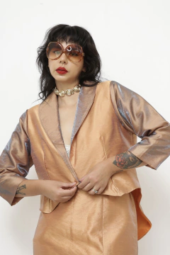 Conjunto saia + blazer dourado - loja online