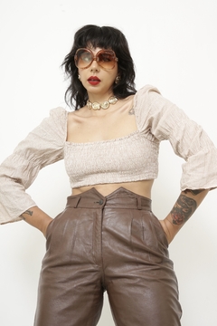 Blusa listras rosa mng bufante TUART - Capichó Brechó