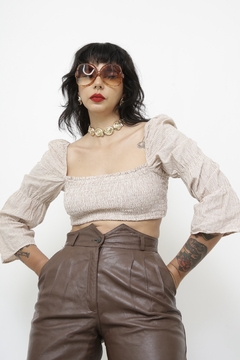 Blusa listras rosa mng bufante TUART na internet